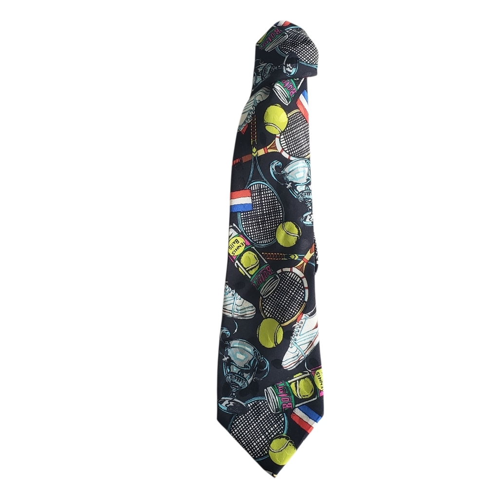 Addiction By Bolero Tie Tennis 100% Silk Hand Made Neck Tie Korea Vintage